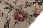 DEADSTOCK Japanese Fabric 100% Linen Sweeping Floral - Taupe - 50cm